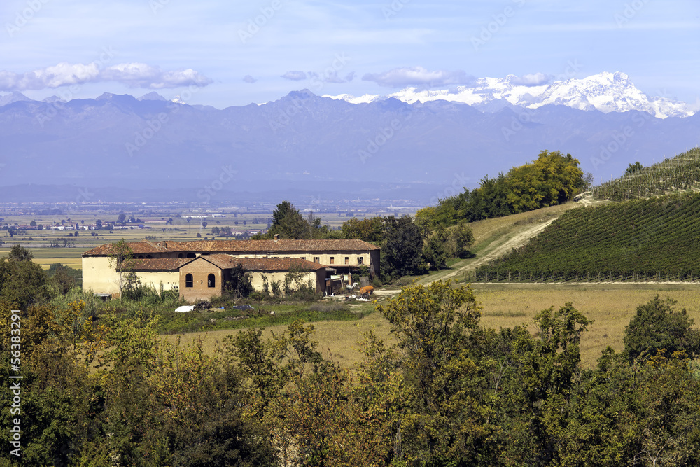 Naklejka premium Monferrato early fall panorama color image