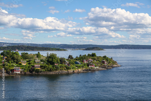 Island with houses in Oslo fjord