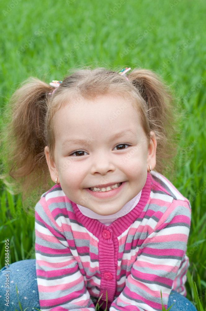 Cute smiley little girl on the meadow Cute smiley little girl on the meadow