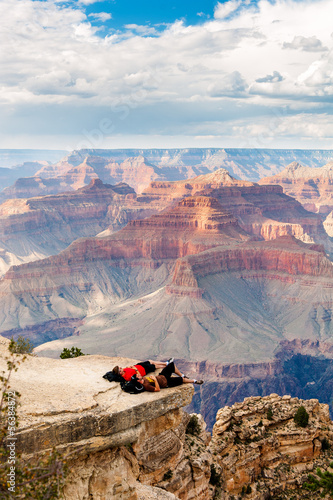 Unidentified person look at the Grand Canyon