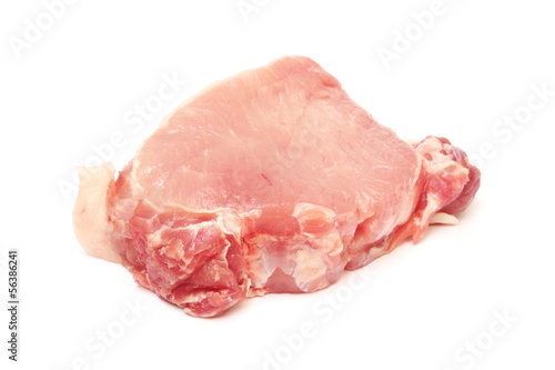 raw pork loin on white background