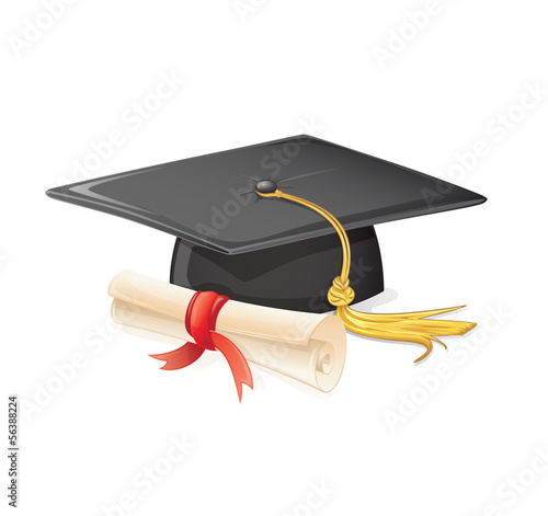 Graduation cap and diploma