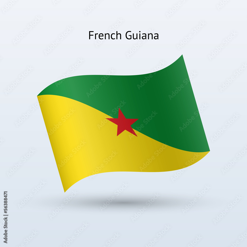 French Guiana flag waving form.