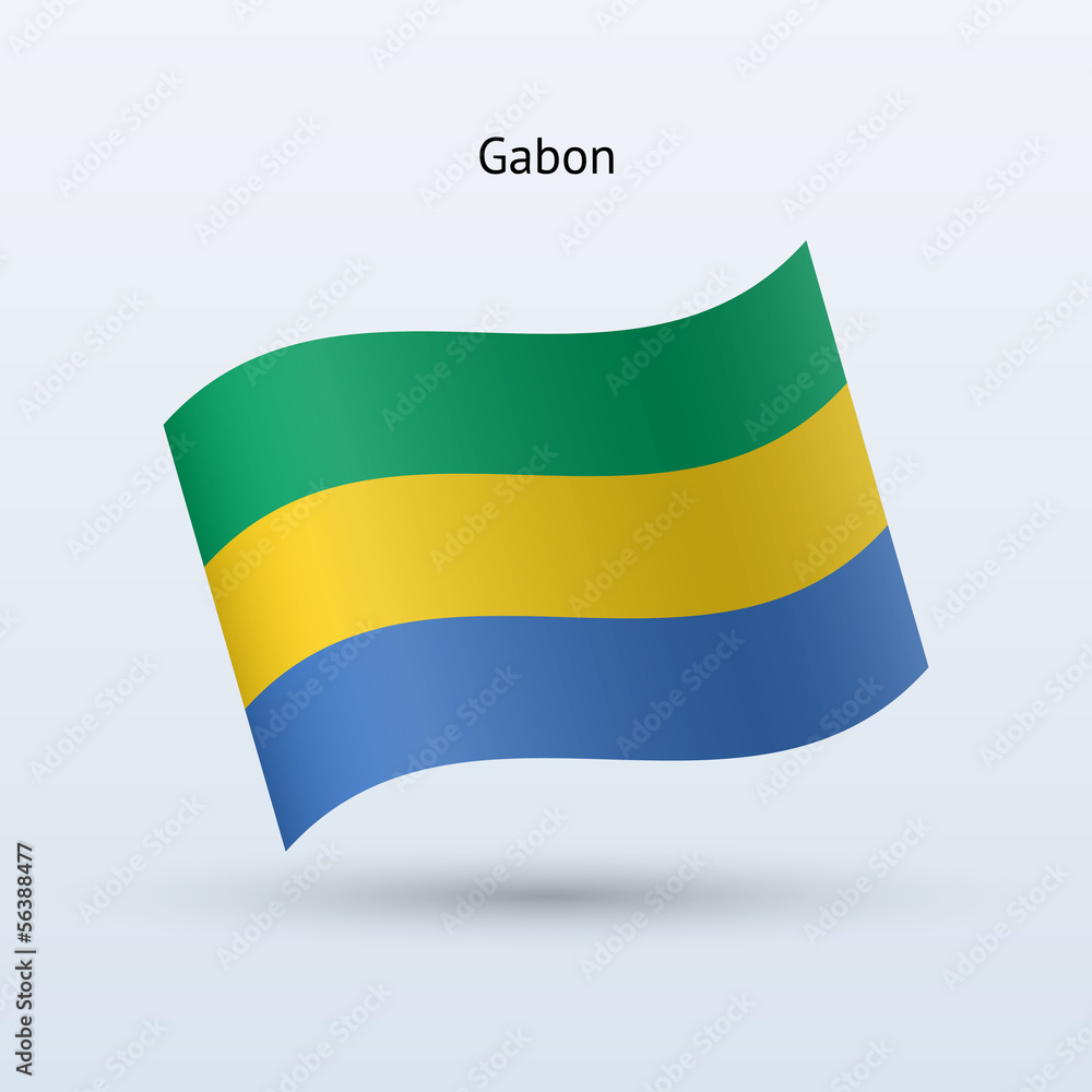 Gabon flag waving form. Vector illustration. Gabon flag waving form. Vector illustration.