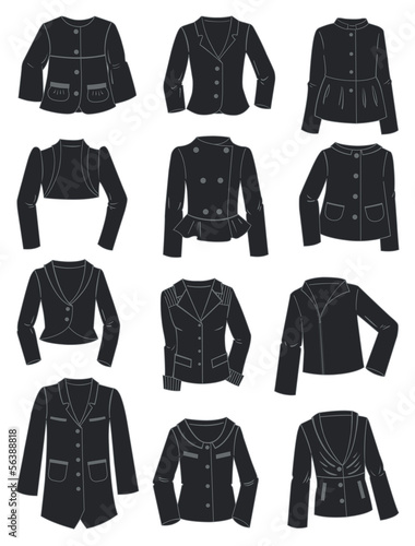Silhouettes of women's jackets