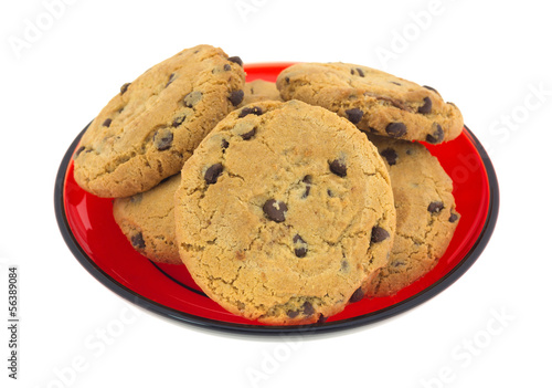 Gourmet cookies arranged on a bright red dish