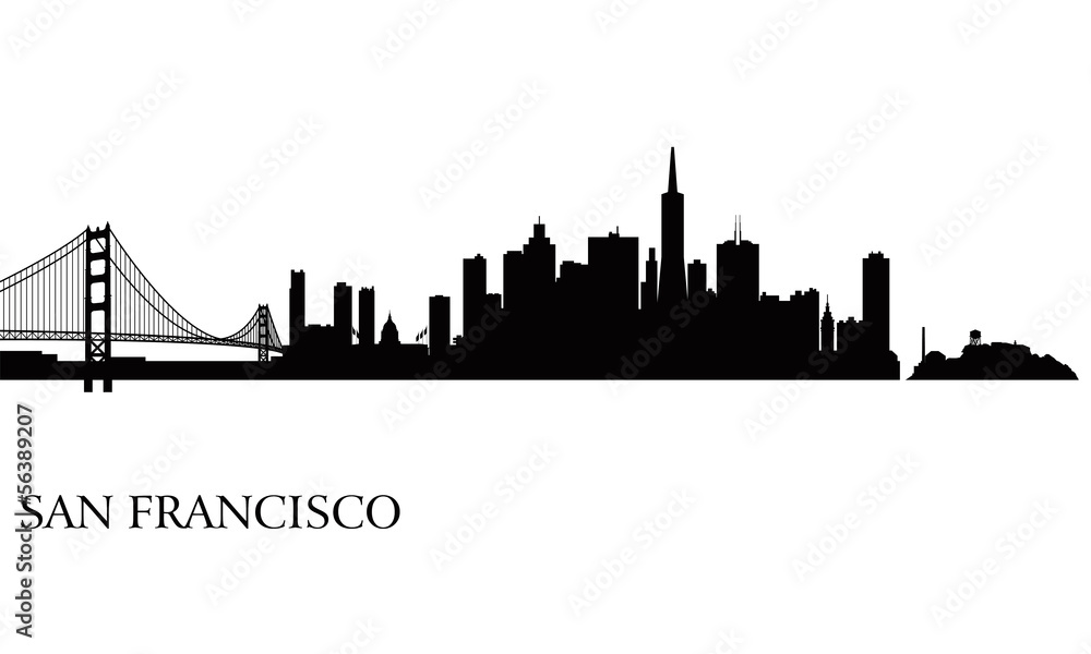 Obraz premium San Francisco panoramę miasta sylwetka tło