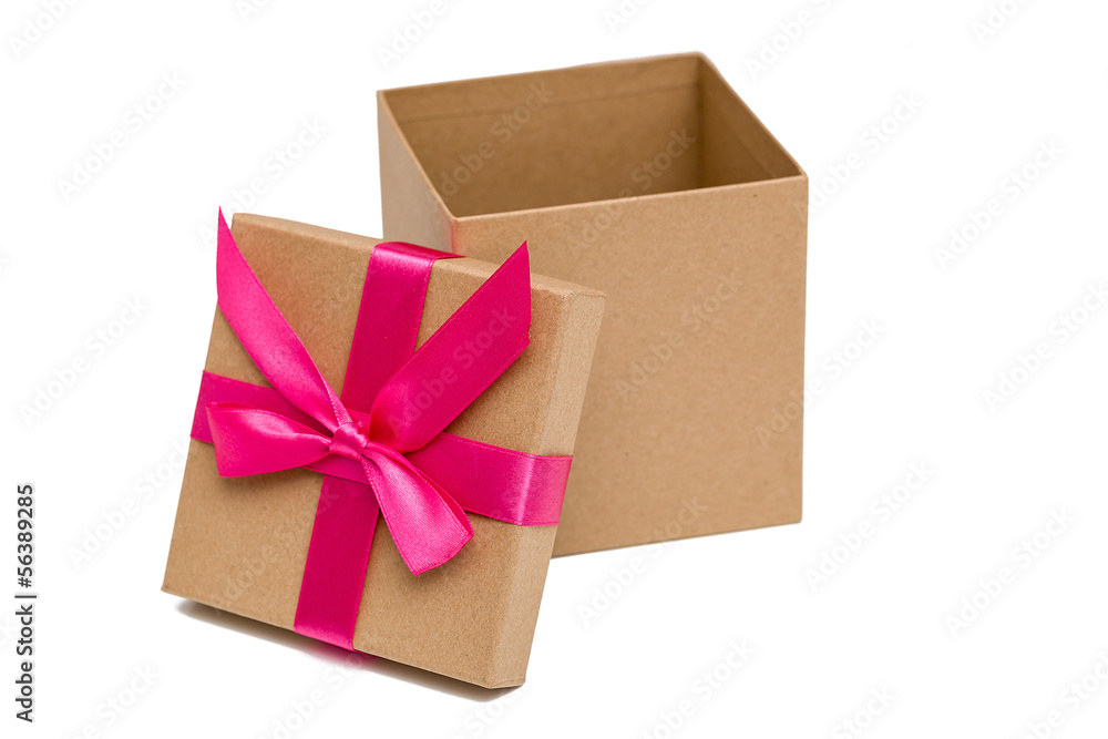 Geöffnetes Geschenk mit Deckel und Schleife Stock Photo | Adobe Stock