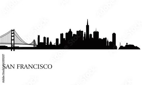 Naklejka na ścianę San Francisco city skyline sylwetka tło