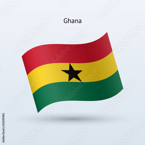 Ghana flag waving form. Vector illustration.