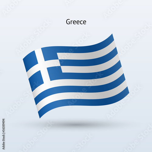 Greece flag waving form. Vector illustration.