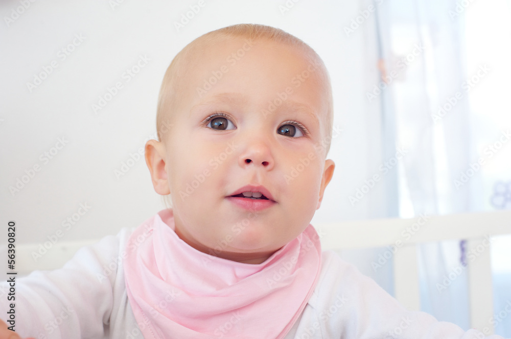 Portrait of a cute caucasian baby