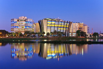 Wandcirkels India Skyline van Bangalore in India  © Noppasinw