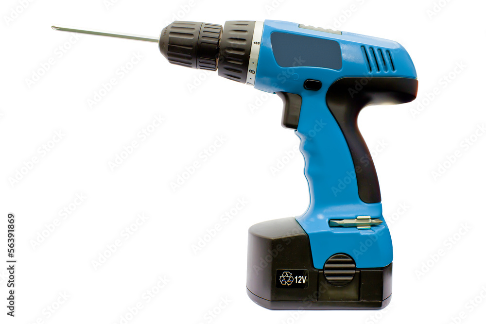 A cordless power drill isolated on white background A cordless power drill isolated on white background