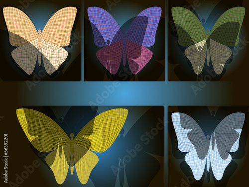set of butterflies