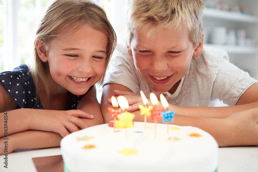 Children Celebrating Birthday With Cake Children Celebrating Birthday With Cake