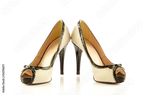 High heel women shoes on white background