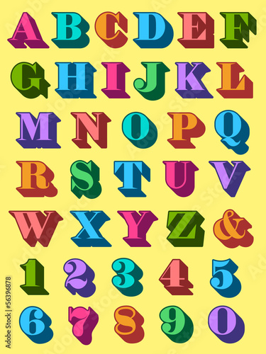 Complete alphabet set in colourful uppercase