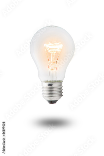 Glowing yellow light bulb,  Realistic photo image