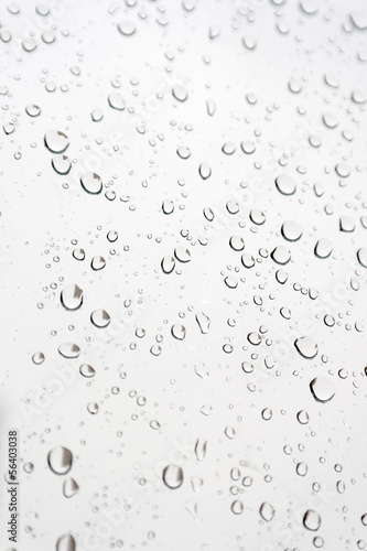 Drops of rain on the inclined window