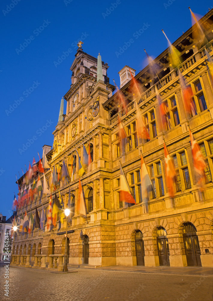 Antwerp - Town hall in dusk