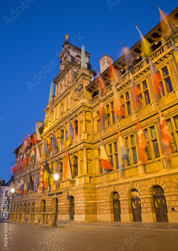 Antwerp - Town hall in dusk