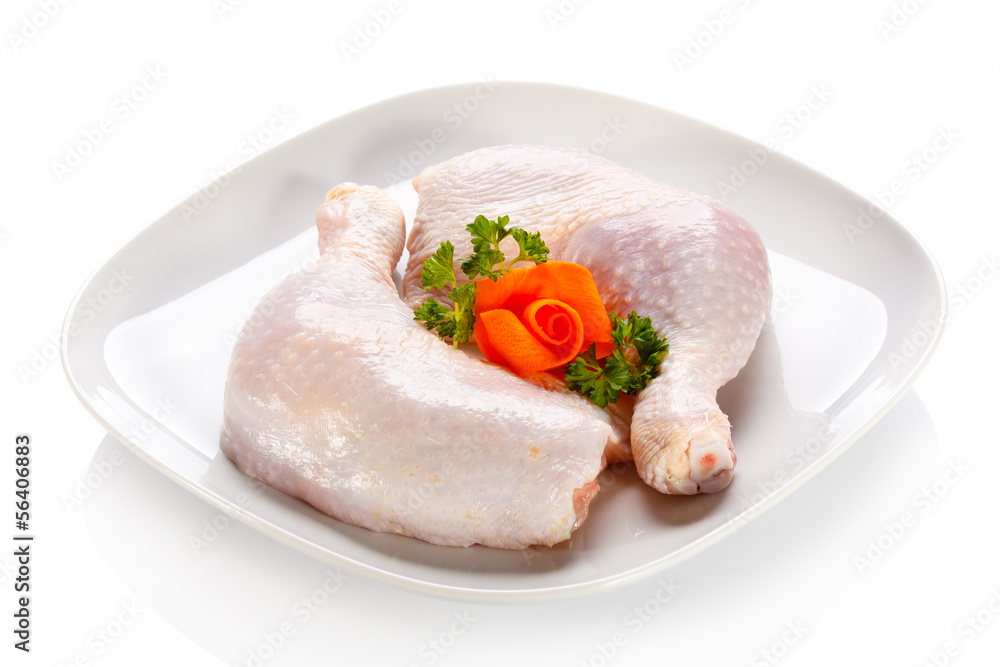 Raw chicken legs on white background Raw chicken legs on white background