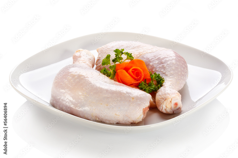 Raw chicken legs on white background Raw chicken legs on white background
