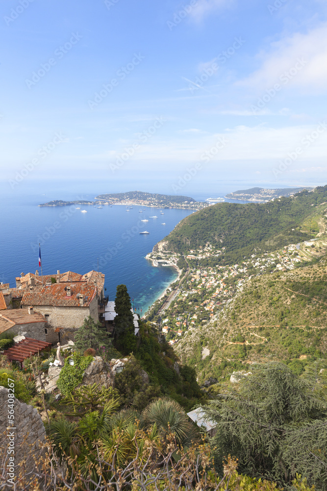Eze village on a hill top, south of France.