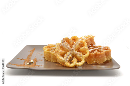 plate of flores fritas or flores de pascua, Easter dessert Spain photo