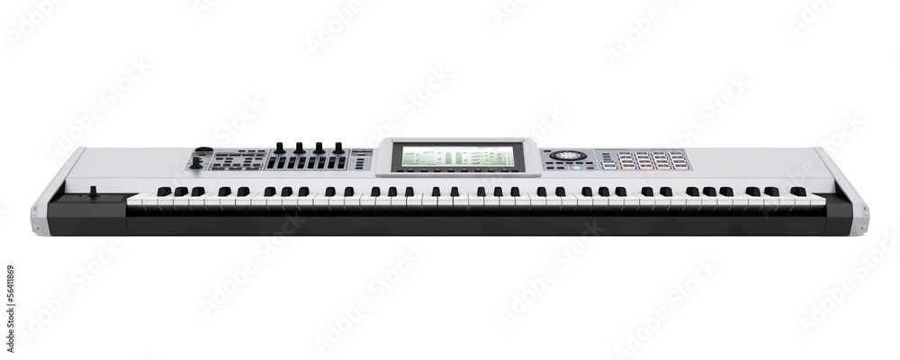 gray synthesizer isolated on white background gray synthesizer isolated on white background
