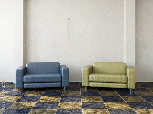 Blue and yellow chair