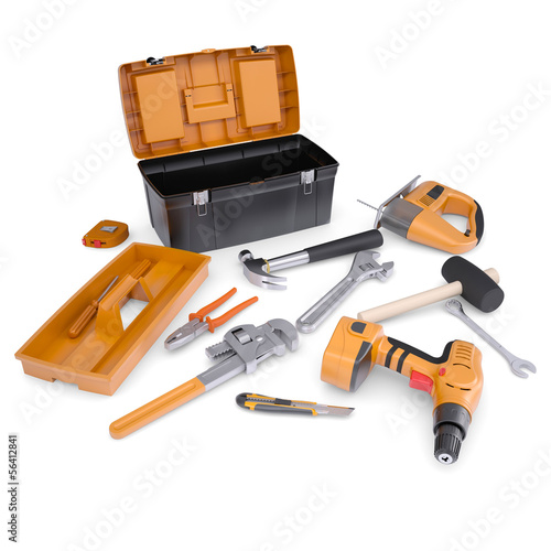 Toolbox and tools. 3d render photo
