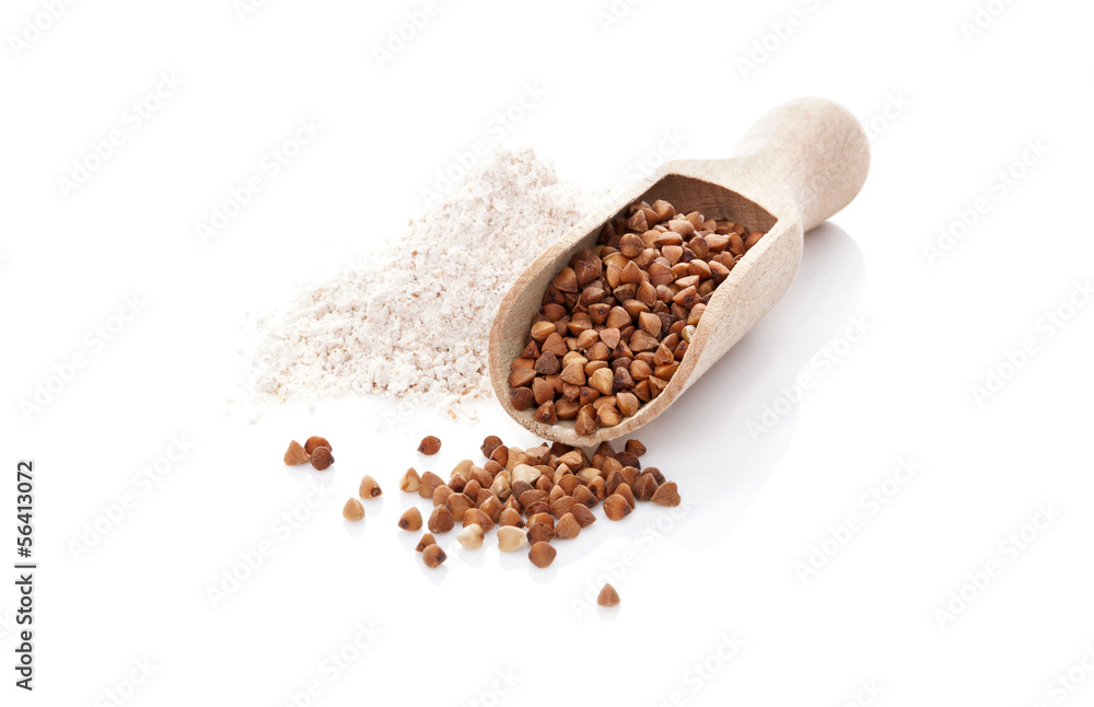 Buckwheat and flour. Buckwheat and flour.
