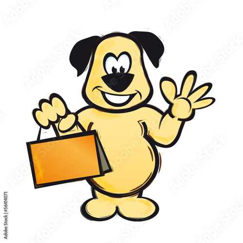 Hund winkt Shopping-Bag Einkaufstasche AI EPS PDF