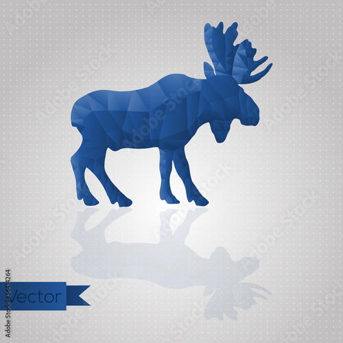 Abstract triangular blue moose isolated on a white background