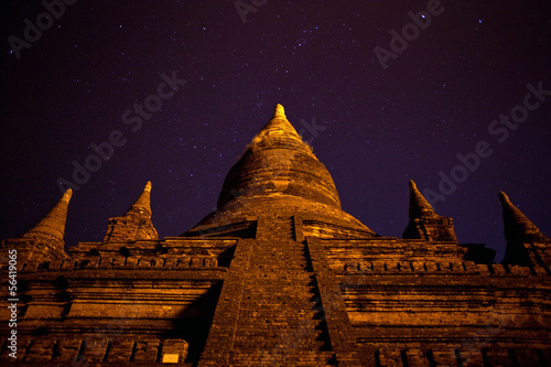 Bagan archaeological zone at night  Myanmar