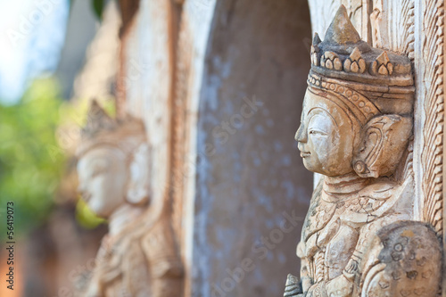 Ancient bas-reliefs at Inn Thein Paya, Shan state, Myanmar