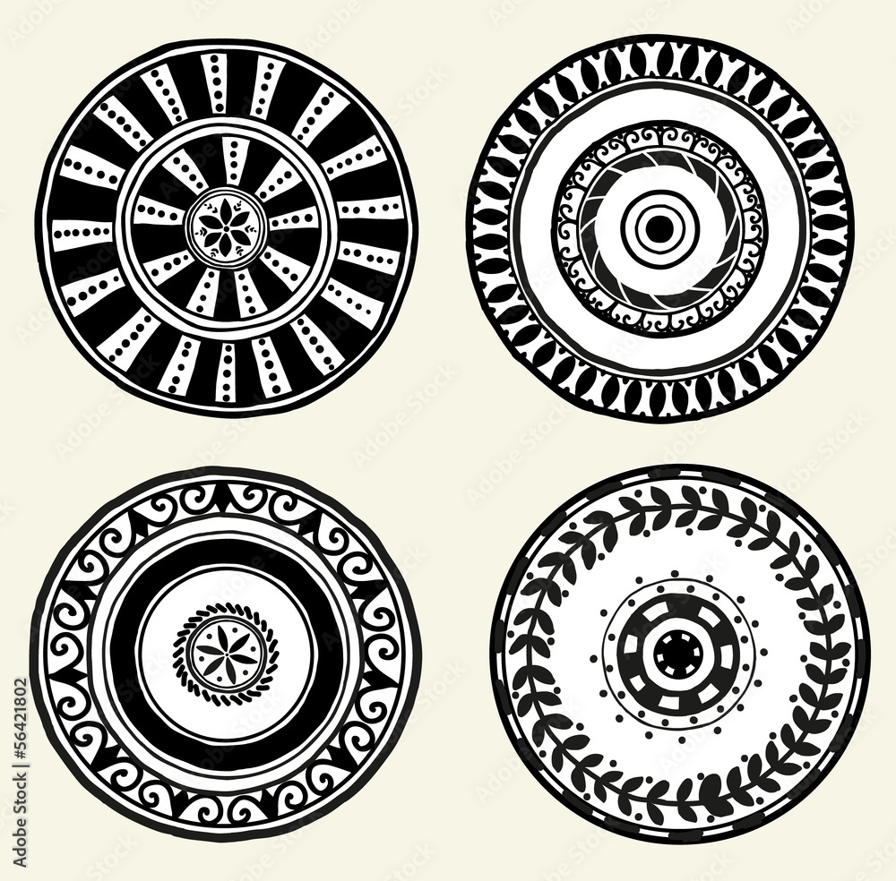 set of ethnic doodle dishes set of ethnic doodle dishes