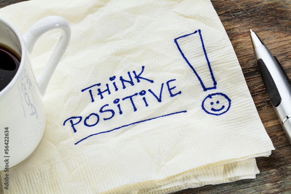 think positive on a napkin - obrazy, fototapety, plakaty 