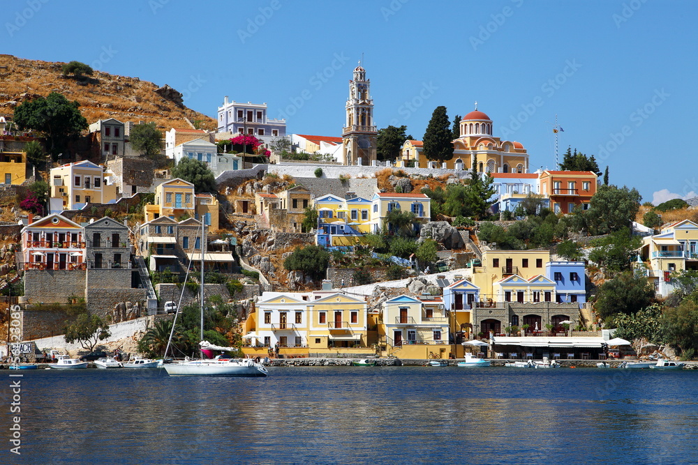Fototapeta premium Fantastic colorful view of Symi island