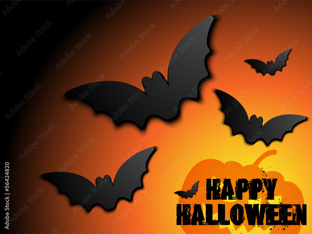 Halloween Bat Frame Pumpkin Background