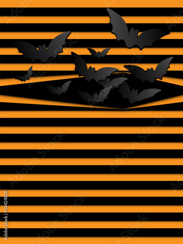 Vector Halloween Background Scary Bats Orange