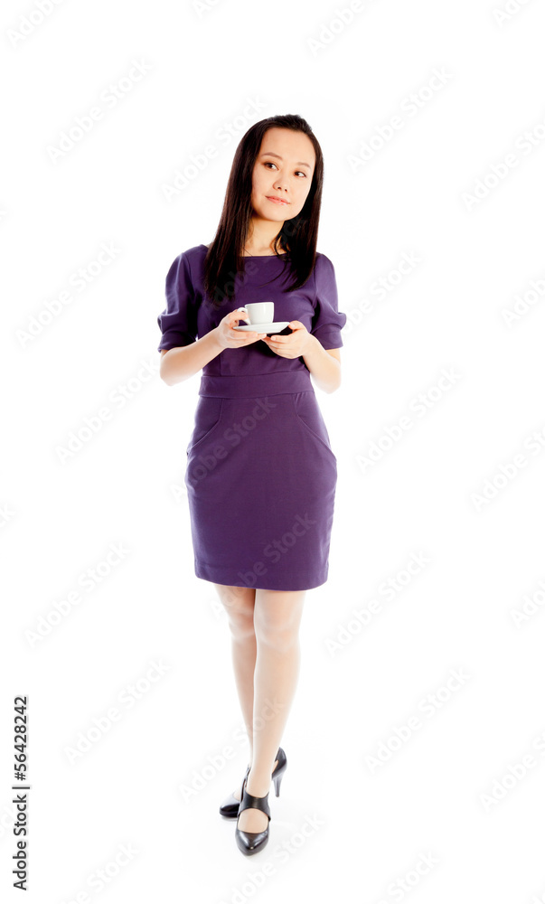 Attractive Asian girl 30s isolated on white background Attractive Asian girl 30s isolated on white background