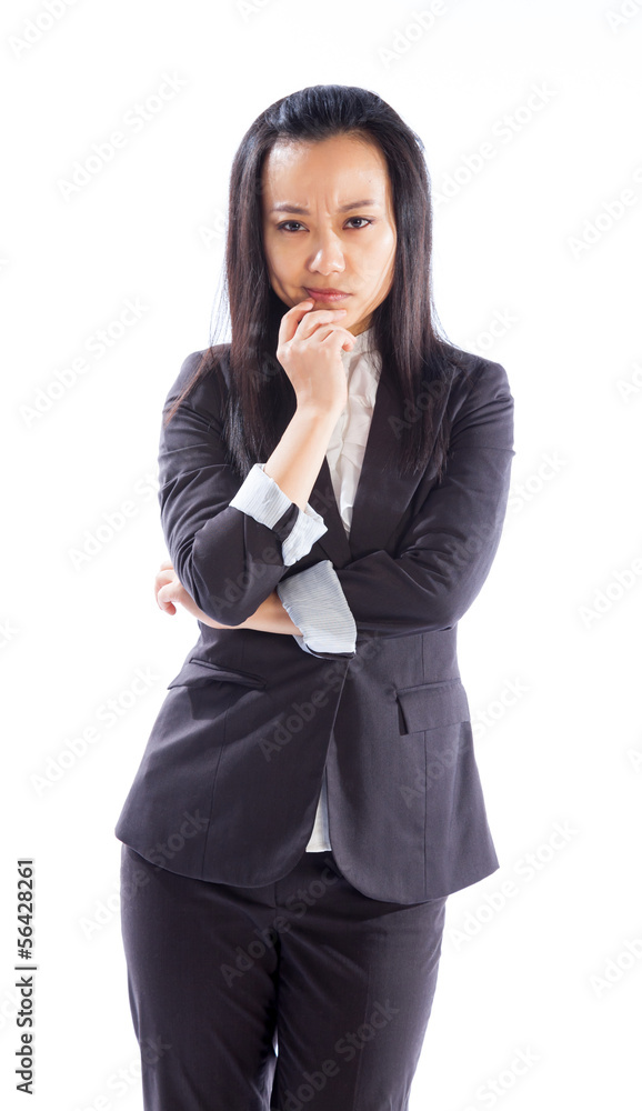 Attractive Asian girl 30s isolated on white background Attractive Asian girl 30s isolated on white background
