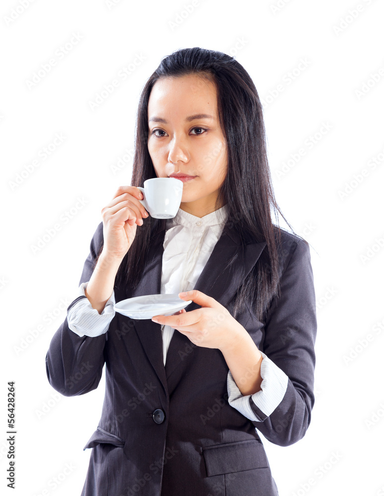 Attractive Asian girl 30s isolated on white background Attractive Asian girl 30s isolated on white background