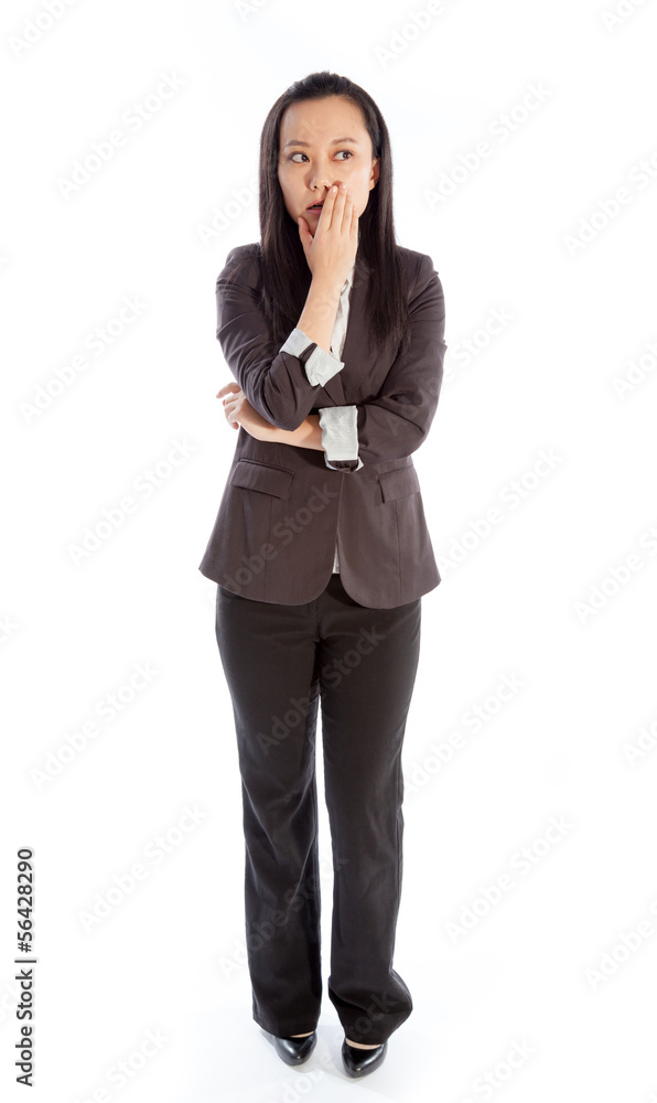 Attractive Asian girl 30s isolated on white background Attractive Asian girl 30s isolated on white background