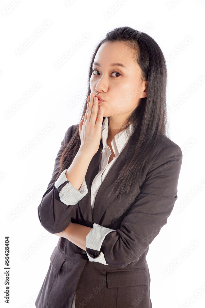 Attractive Asian girl 30s isolated on white background Attractive Asian girl 30s isolated on white background