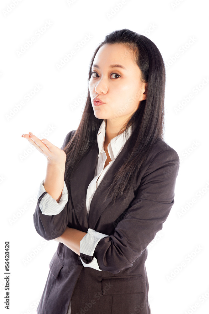 Attractive Asian girl 30s isolated on white background Attractive Asian girl 30s isolated on white background