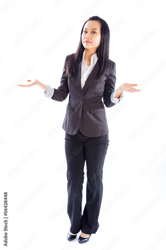 Attractive Asian girl 30s isolated on white background